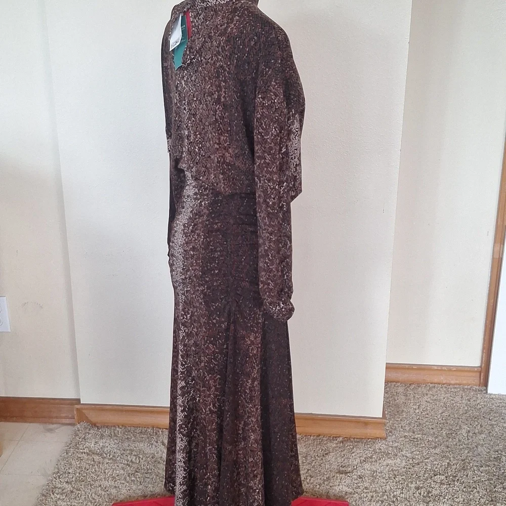 H&M Pretty Long Brown & Tan Dress Size S - Picture 7 of 16